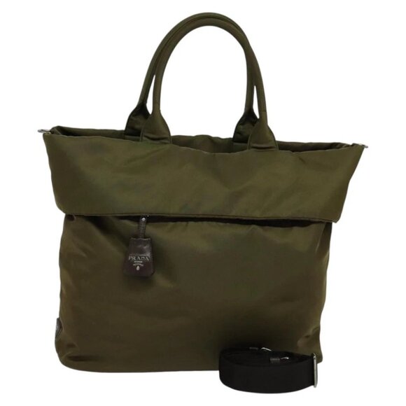 PRADA Hand Bag Nylon 2way Khaki - Picture 1 of 16